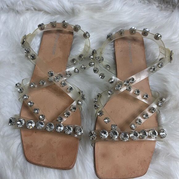 Jeffrey Campbell Rhinestone Studded Clear Strappy Sandals SZ 10 - Picture 9 of 10